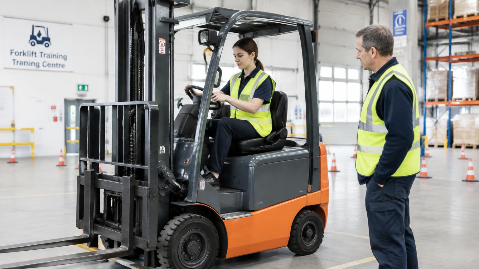 Forklift training course in progress